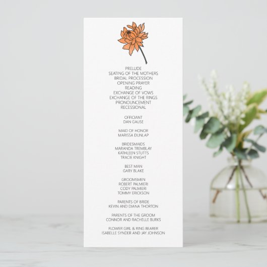 Minimalistisch Chrysanthemum huwelijksprogramma Programma (Staand voorkant)