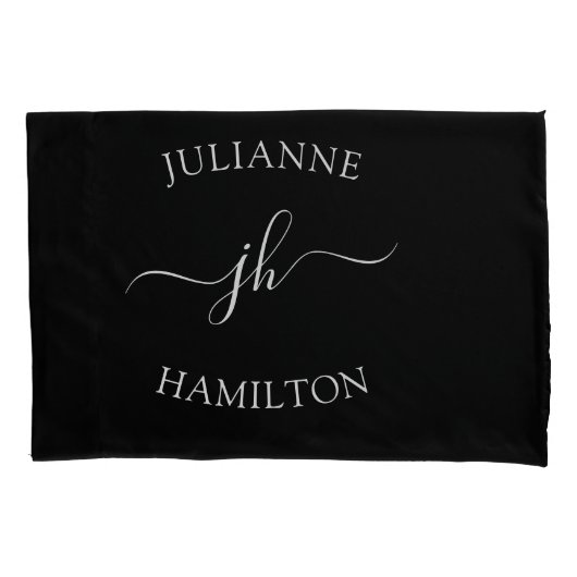 Minimalistisch Classic Black Monogramed Kussensloop (Voorkant)