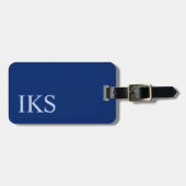 Minimalistisch Classic Monogrammed Dark Blue Bagagelabel (Voorkant horizontaal)