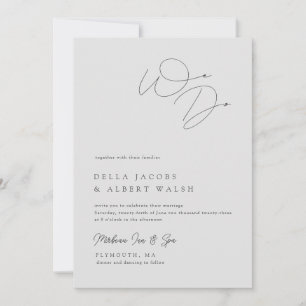 Minimalistisch Classy Calligraphy Light Gray Weddi Kaart