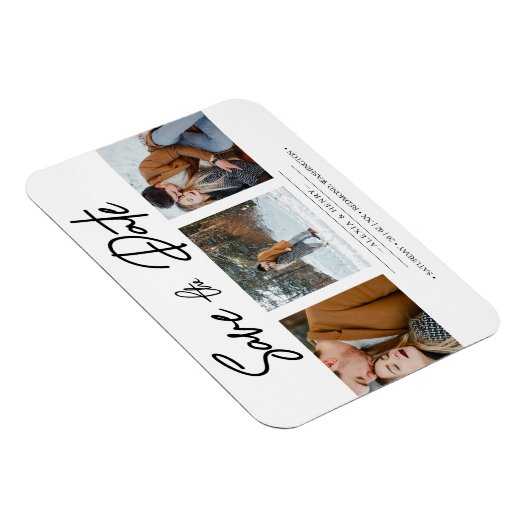 Minimalistisch collage 3 Aangepaste foto's Engaged Magneet (Rechterzijde)