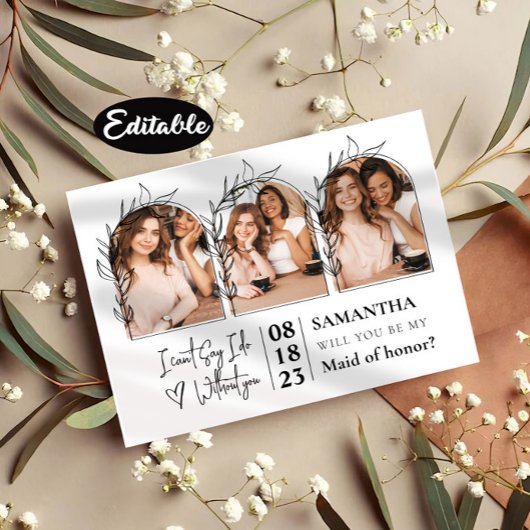 Minimalistisch Collage Bridesmaid-voorstel Kaarten