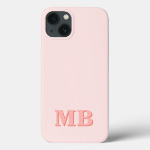 Minimalistisch Coral Pink Modern Initiaal Monogram iPhone 13 Hoesje