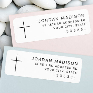 Minimalistisch cross white retouradres etiket