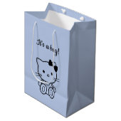 Minimalistisch Cute Blue Kat Medium Cadeauzakje (Voorkant Gekanteld)