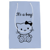 Minimalistisch Cute Blue Kat Medium Cadeauzakje (Voorkant)