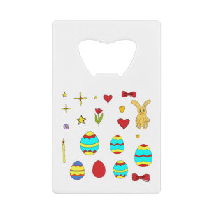 Minimalistisch Cute Happy Easter cartoon Kredietkaart Flessenopener