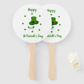 Minimalistisch Cute Happy St Patrick's Day Handwaaier (Voorkant en achterkant)