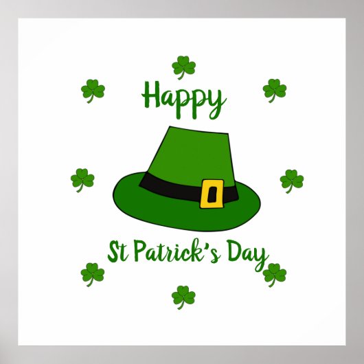 Minimalistisch Cute Happy St Patrick's Day Poster (Voorkant)