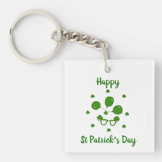 Minimalistisch Cute Happy St Patrick's Day Sleutelhanger (voorkant)