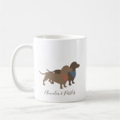 Minimalistisch Dachshund Silhouettes en namen van Koffiemok (Links)
