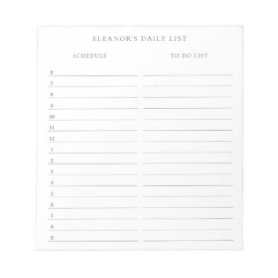 Minimalistisch dagschema en Aanbieden met naam Notitieblok