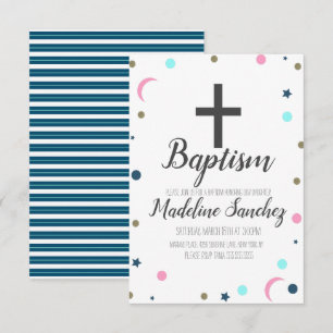 Minimalistisch Dainty Moon Stars Baptism Christeni Kaart