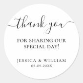 Minimalistisch dank u bruiloft gunst ronde sticker (Voorkant)