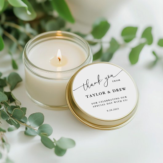 Minimalistisch dank u bruiloft gunst ronde sticker