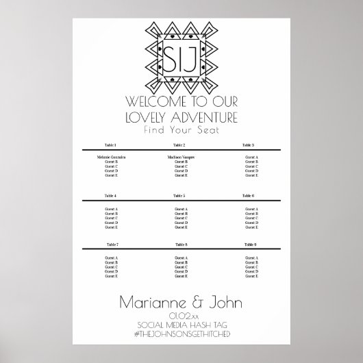 Minimalistisch deco Heart Wedding Logo Poster (Voorkant)