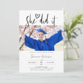 Minimalistisch deed ze het afstudeerfeest kaart (Staand voorkant)