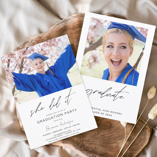 Minimalistisch deed ze het afstudeerfeest kaart