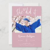 Minimalistisch deed ze het Afstuderen Blush Pink Kaart (Voorkant)