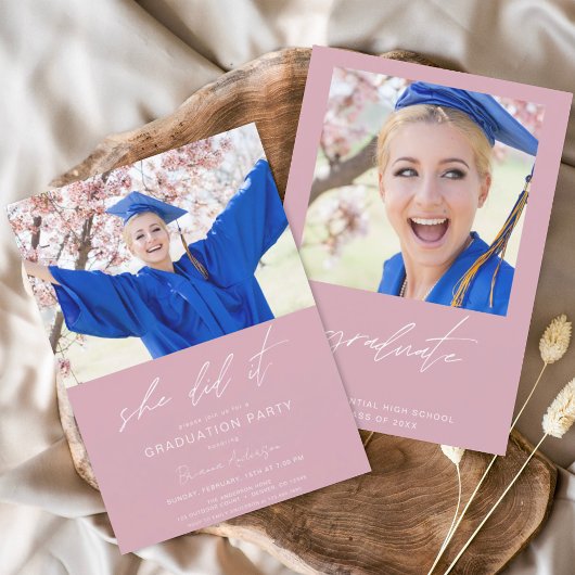 Minimalistisch deed ze het Afstuderen Blush Pink Kaart