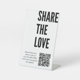 Minimalistisch delen van de Liefde Qr-code Foto' Reclamebord Met Voetstuk