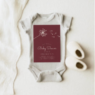Minimalistisch Dendelion Maroon Baby shower Kaart