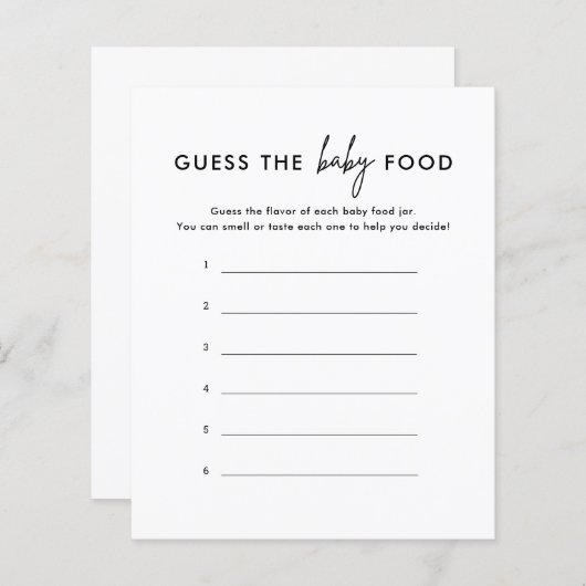 Minimalistisch denken de Kaarten van het Baby-voed (Voorkant / Achterkant)