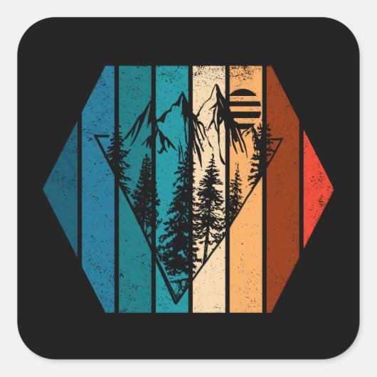 Minimalistisch dennenbos vierkante sticker (Voorkant)