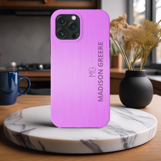 Minimalistisch design roze monogram Case-Mate iPhone case