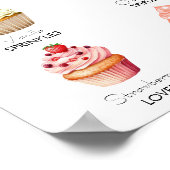 Minimalistisch dessert cupcake menu bruiloft teken poster (Hoek)