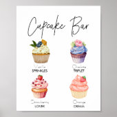 Minimalistisch dessert cupcake menu bruiloft teken poster (Voorkant)