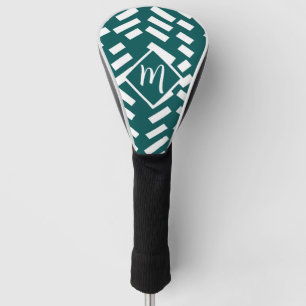 Minimalistisch diagonaal gestreept patroon, monogr golfheadcover