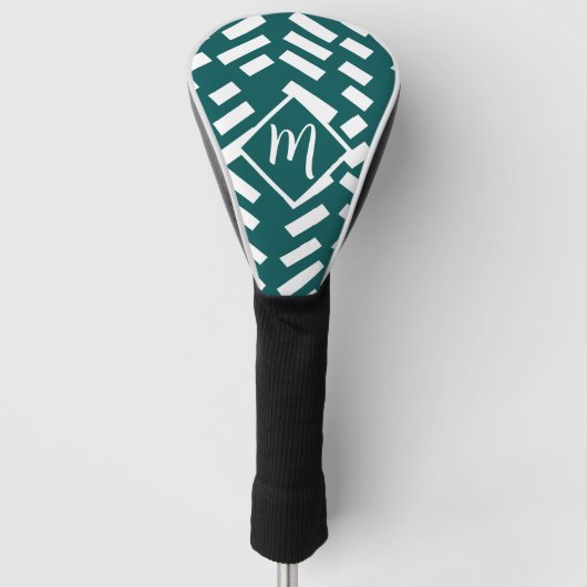 Minimalistisch diagonaal gestreept patroon, monogr golfheadcover (Voorkant)
