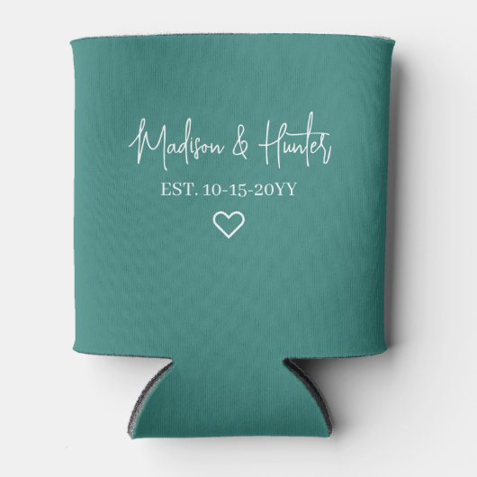 Minimalistisch donker Blauwgroen script monogram b Blikjeskoeler (Voorkant)