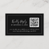 minimalistisch | Donker Zwart QR Code Bruiloft RSV Informatiekaartje (Voorkant)