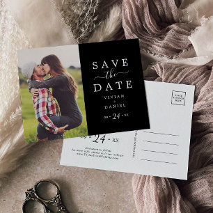 Minimalistisch   Donkere Zwarte Foto Save the Date Uitnodiging Briefkaart