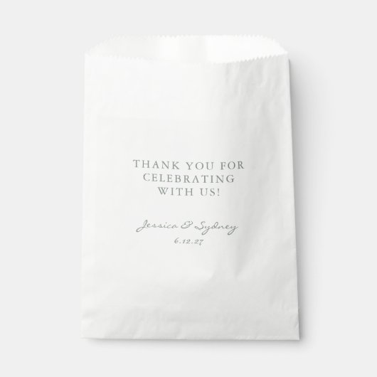 Minimalistisch donkergrijs Groen script Aangepast  Bedankzakje (Voorkant)