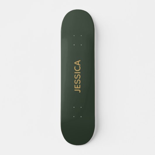 Minimalistisch donkergroen gouden script gepersona skateboard (Voorkant)
