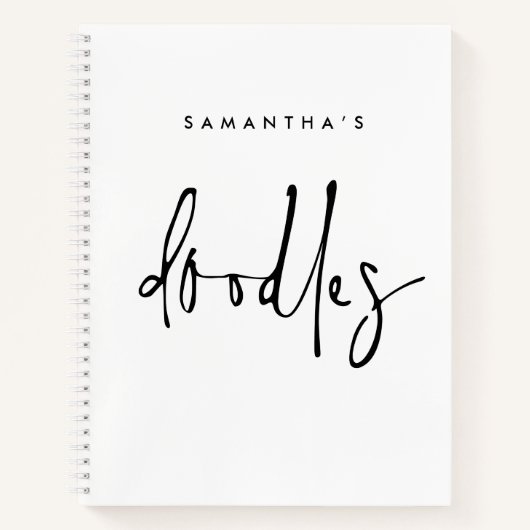 Minimalistisch dopje Naam Zwarte Witte Schets Boek (Voorkant)