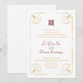 Minimalistisch dubbelgeluk Chinese bruiloft Kaart (Voorkant / Achterkant)