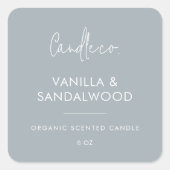 Minimalistisch Dusty Blue Custom Candle Label (Voorkant)