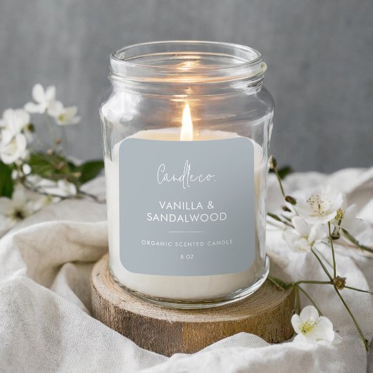 Minimalistisch Dusty Blue Custom Candle Label