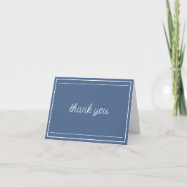 Minimalistisch Dusty Blue & White Script Bedankkaart