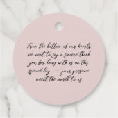 Minimalistisch Dusty Pink Calligraphy Script Bedan Bedankjes Labels (Achterkant)