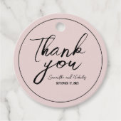 Minimalistisch Dusty Pink Calligraphy Script Bedan Bedankjes Labels (Voorkant)