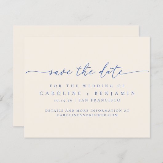 Minimalistisch Ecru Blue-script met budgetbeperkin (Voorkant / Achterkant)