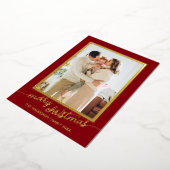 Minimalistisch één foto-script Kerstmis Folie Feestdagenkaart (Gedraaid)
