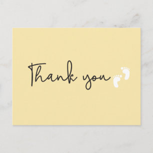 Minimalistisch eenvoudig Baby shower dank u Geel Briefkaart