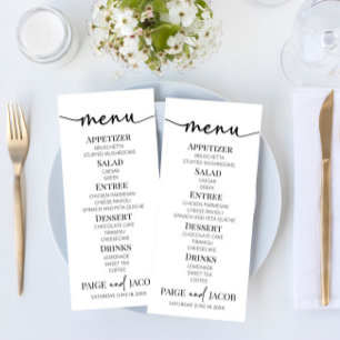 Minimalistisch eenvoudig basisvoedsel voor bruilof menu