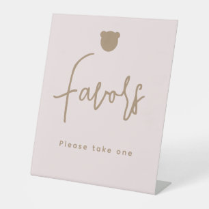 Minimalistisch eenvoudig Beer Baby shower Favors Reclamebord Met Voetstuk
